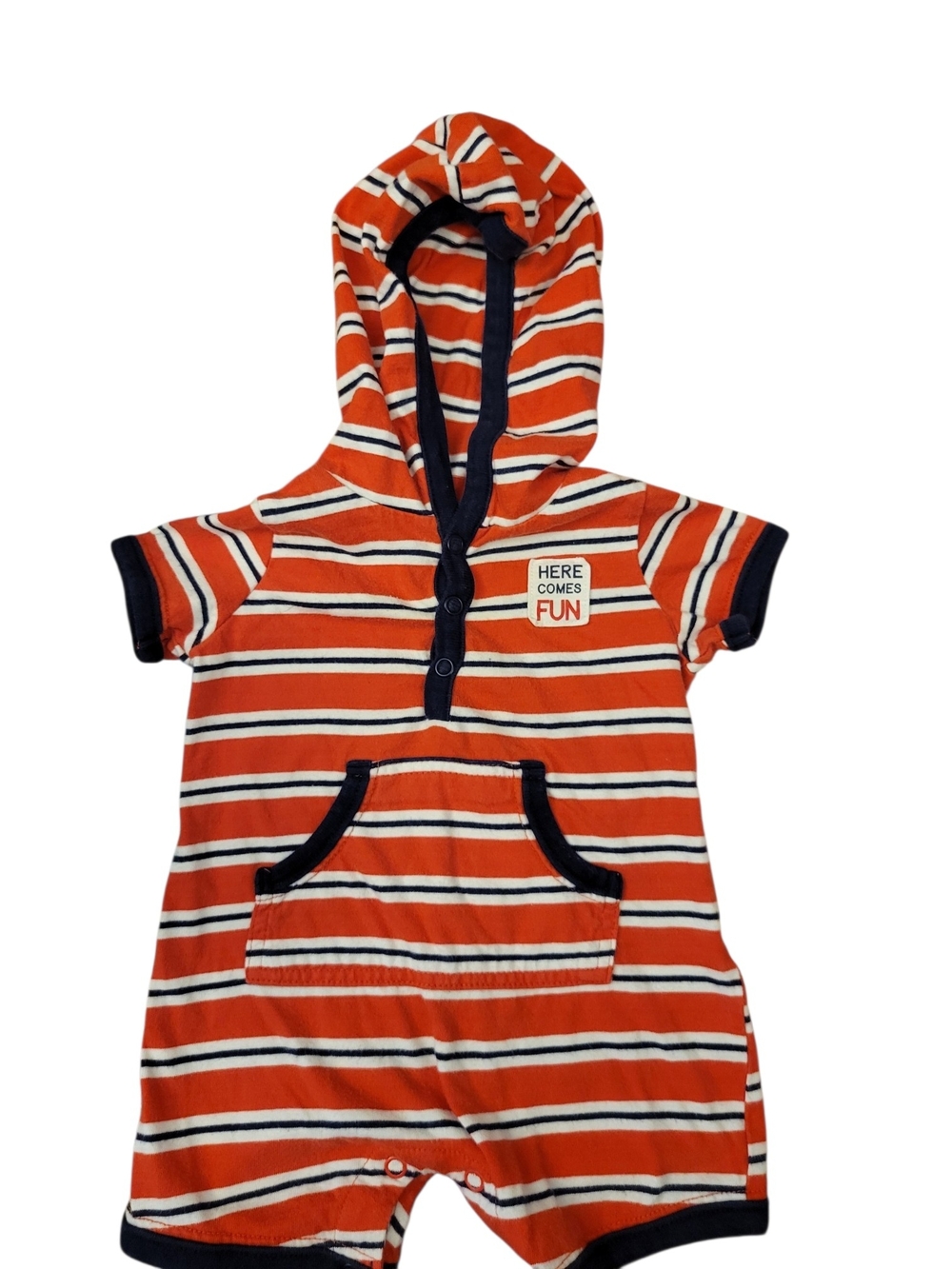 Carter's Just One You Romper Hoodie  Front Pouch Striped Unisex Size‎ 3 Months